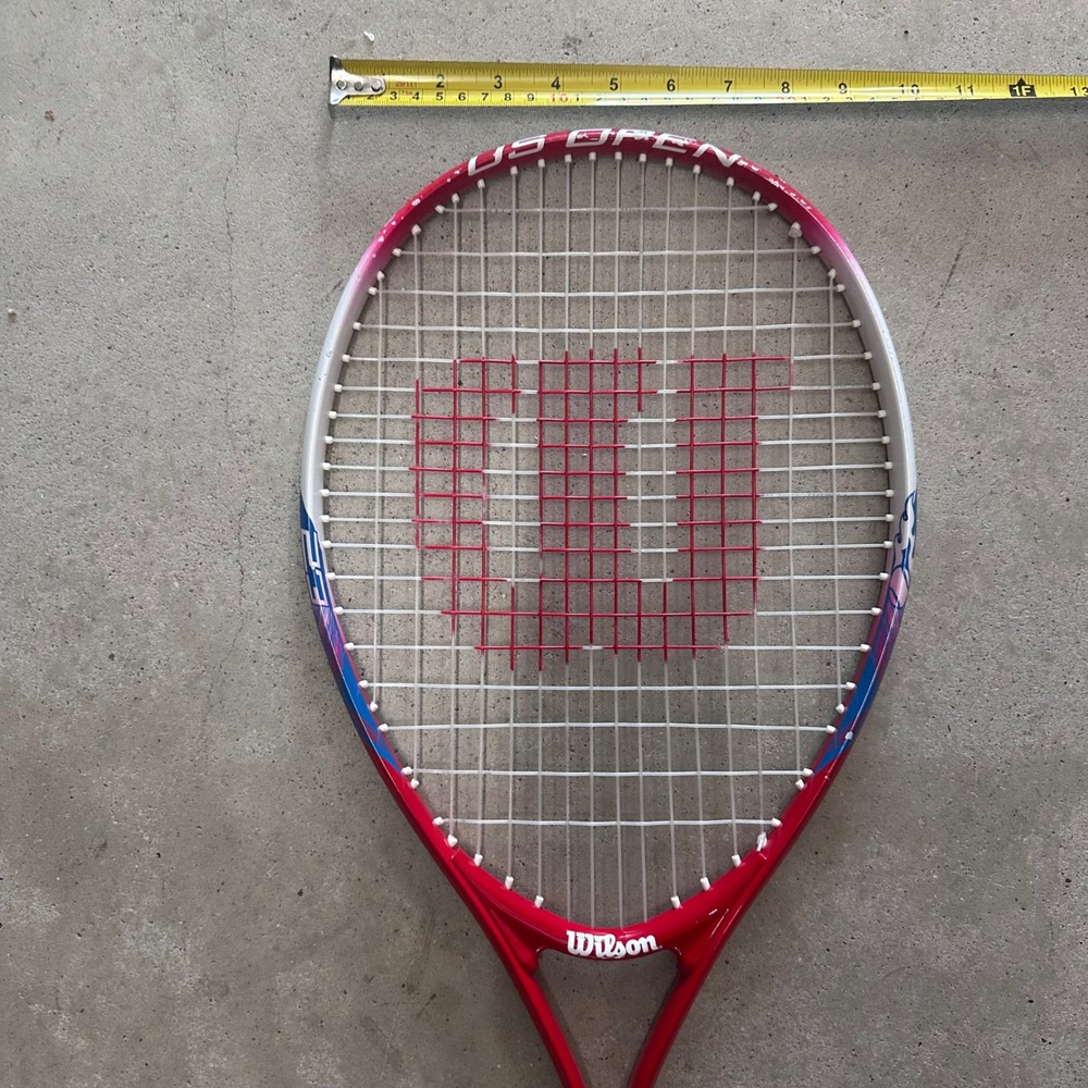 Wilson Tennis Racquet Lightweight Strung Pink White Blue 27 inch - Picture 3 of 8